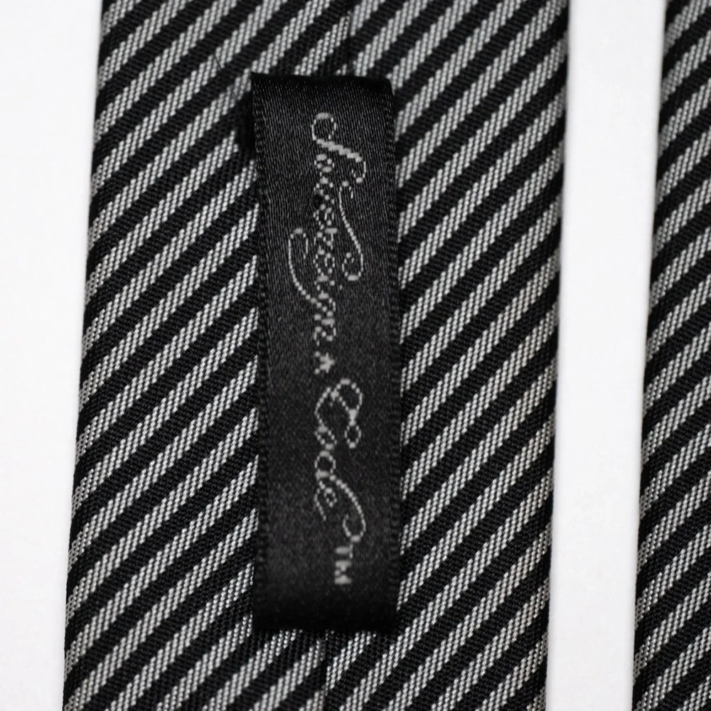 Sovereign Code‎ Black and Gray Striped Narrow Men's Necktie, EUC